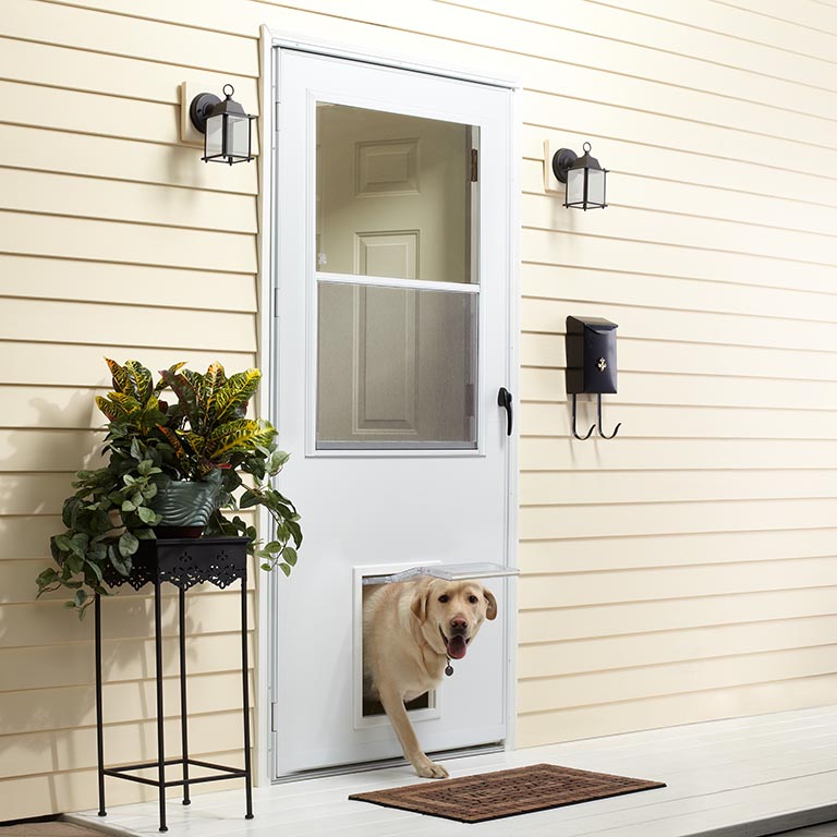 storm door with doggie door