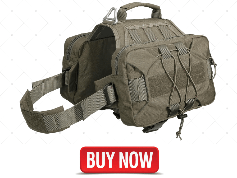 EXCELLENT ELITE SPANKER Dog Pack Hound Dog Saddle Bag Backpack for Travel Camping Hiking Medium & Large Dog with 2 Capacious Side Pockets(RGN-L)