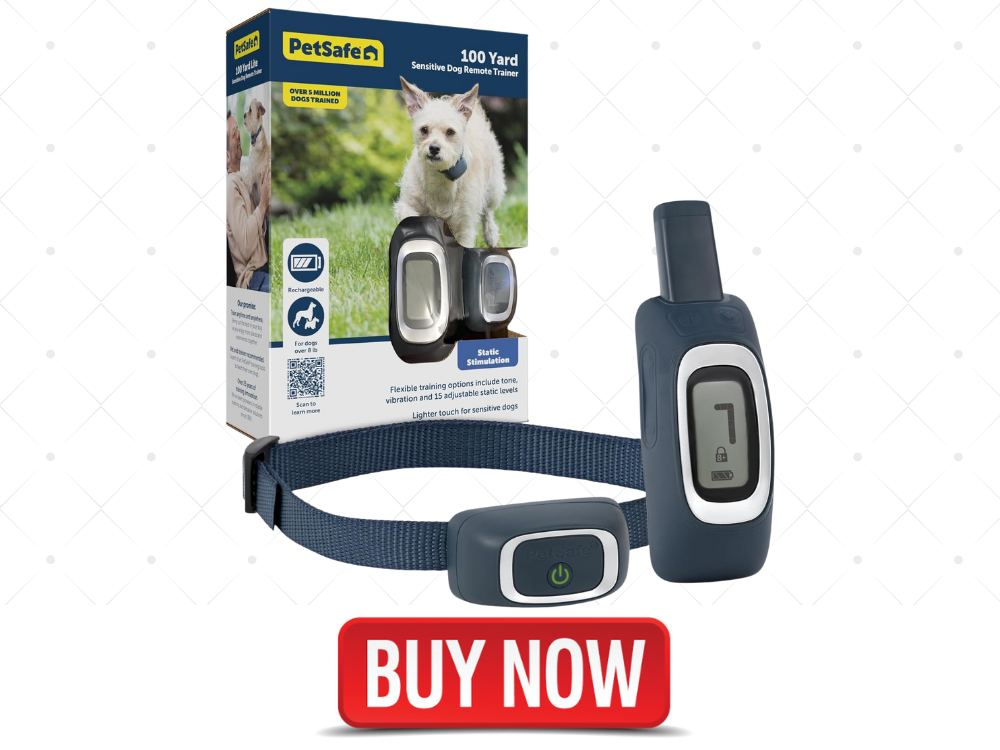 PetSafe 100 Yard Remote Training Collar – Smaller Version for Small or Medium Dogs – Choose from Tone, Vibration, or 15 Levels of Static Stimulation – Short Range Option for Training Off Leash Dogs