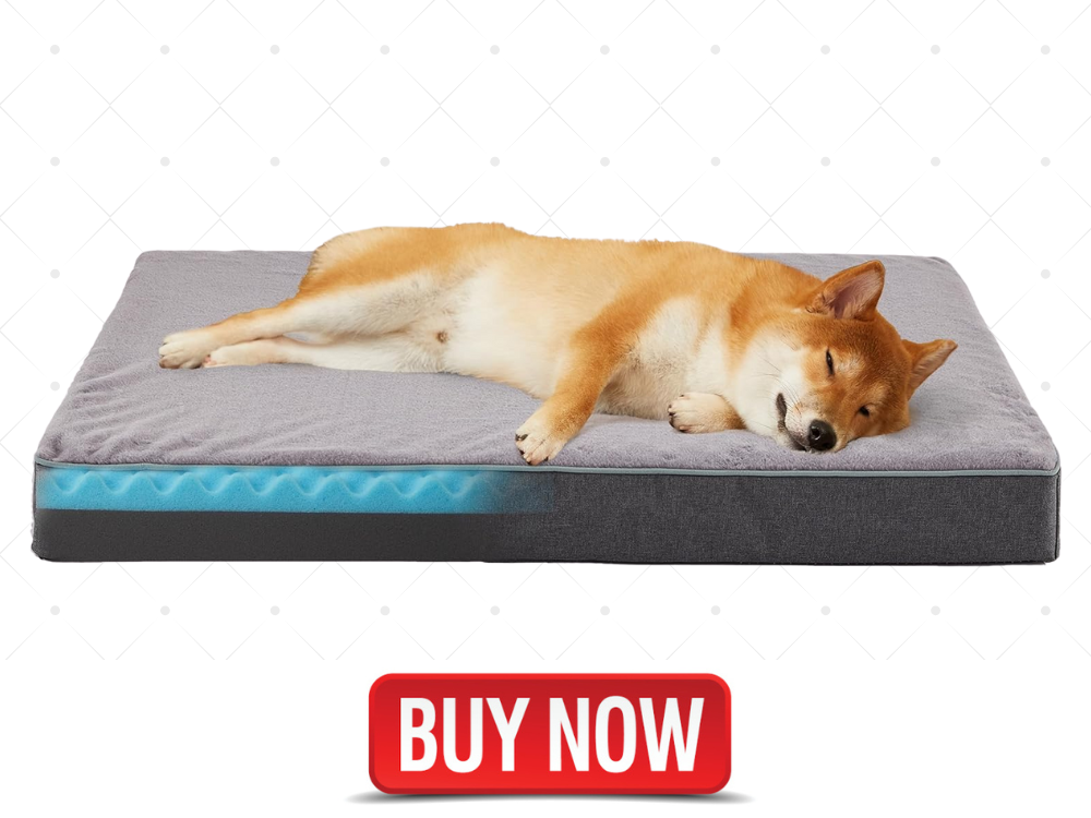 WATANIYA PET Memory Foam Large Dog Bed, Cooling Dog Beds for Large Dogs, Washable Orthopedic Pet Bed for Crate with Joint Relief Memory Foam, Waterproof Liner and Plush Cover (35&rsquo;&rsquo;x 22&rsquo;&rsquo;)